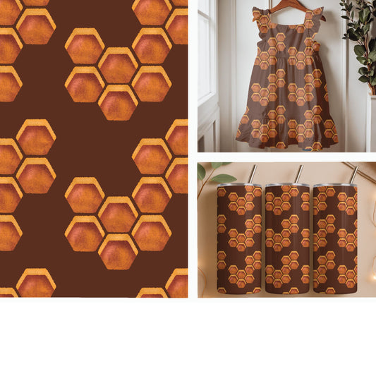 Warm Honeycomb Hexagons | Honey Bee Inspired Seamless Pattern