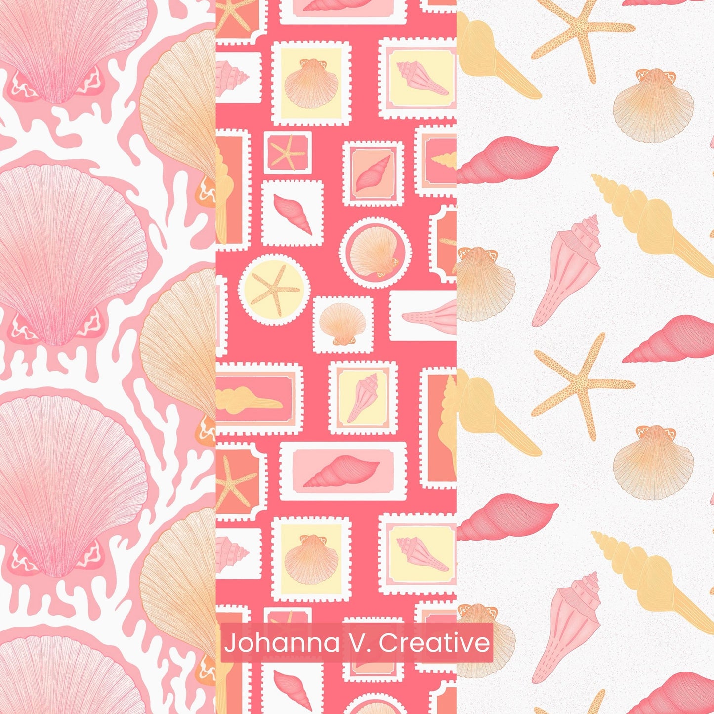 Seashell Cove Pink Wallpaper Set | Coastal Strawberry Aesthetic Phone, Tablet & Desktop Backgrounds | Cute Beach Digital Download