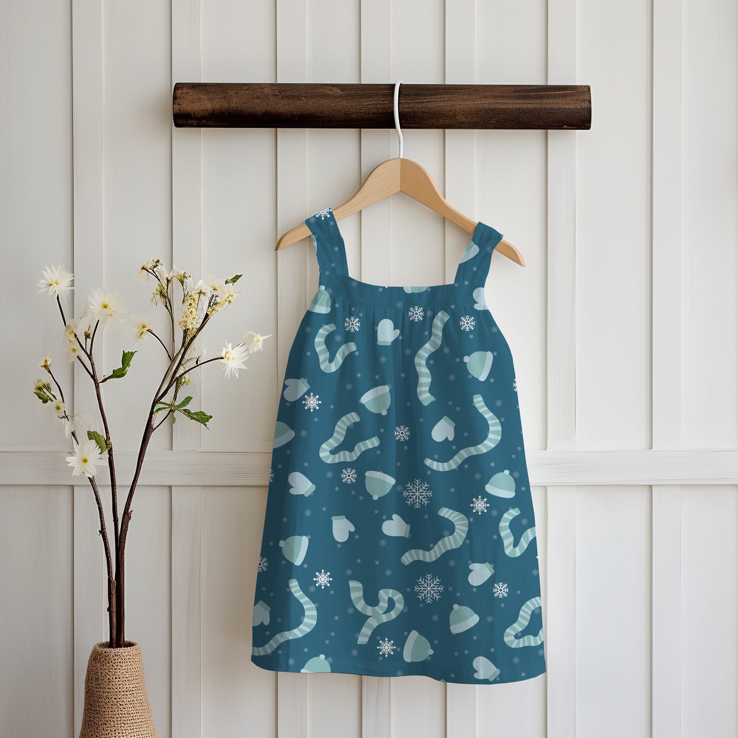 Winter Apparel Seamless Pattern Blue Green | Hats, Mittens & Scarves | Cozy Winter PNG 12x12 | Personal & Commercial Use