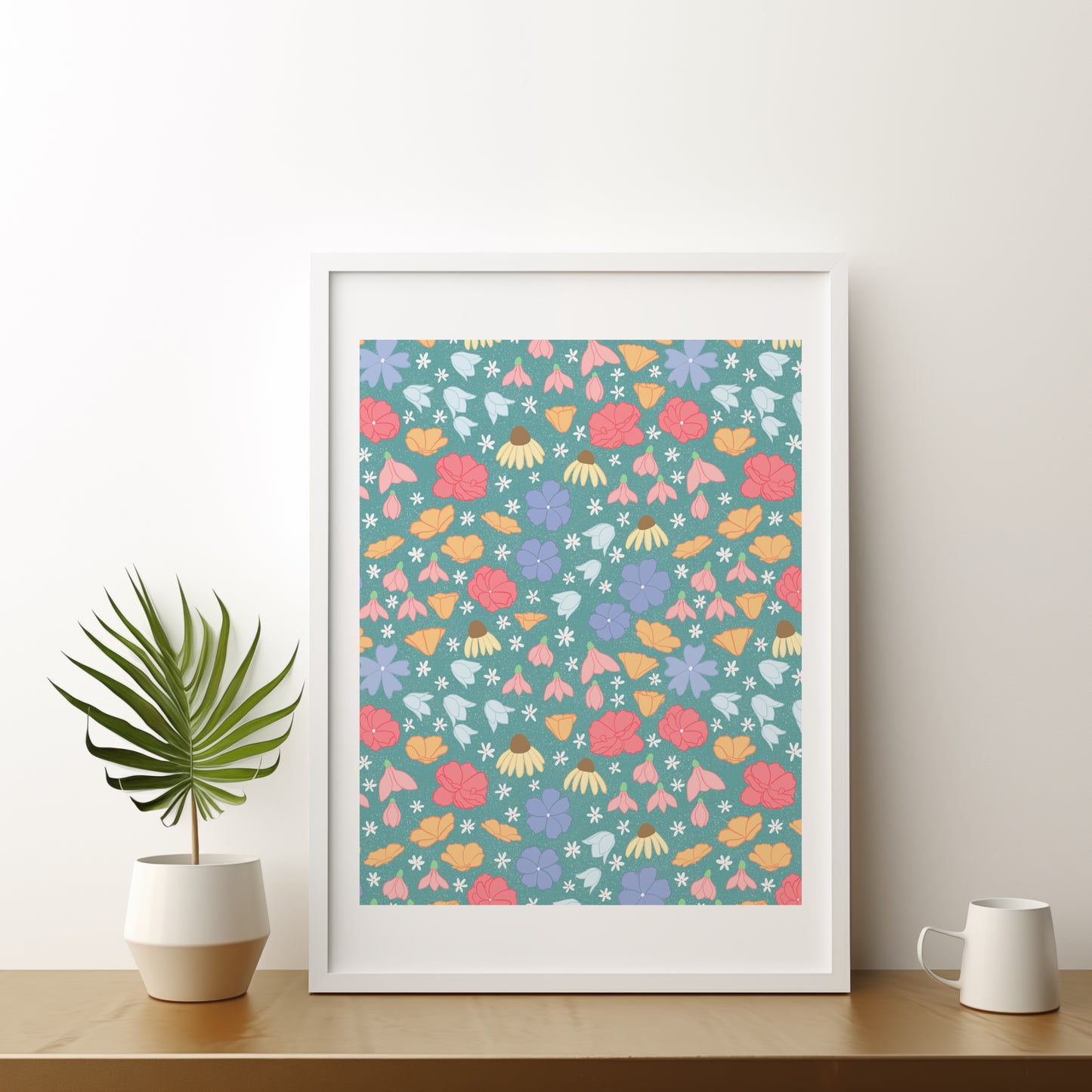 Spring Wildflower Canvas Wall Art – Soft Floral Meadow Illustration