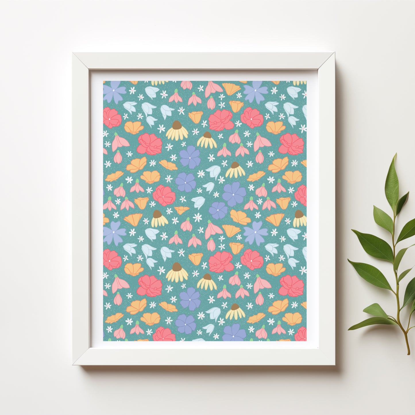 Spring Wildflower Canvas Wall Art – Soft Floral Meadow Illustration