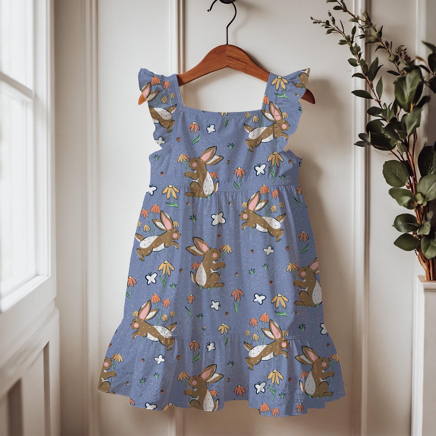 Seamless Bunny Floral Pattern Purple | Spring Bunnies & Flowers | Cute Digital Paper PNG for Sublimation & POD