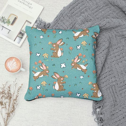 Seamless Bunny Floral Pattern Blue | Spring Bunnies & Flowers | Cute Digital Paper PNG for Sublimation & POD