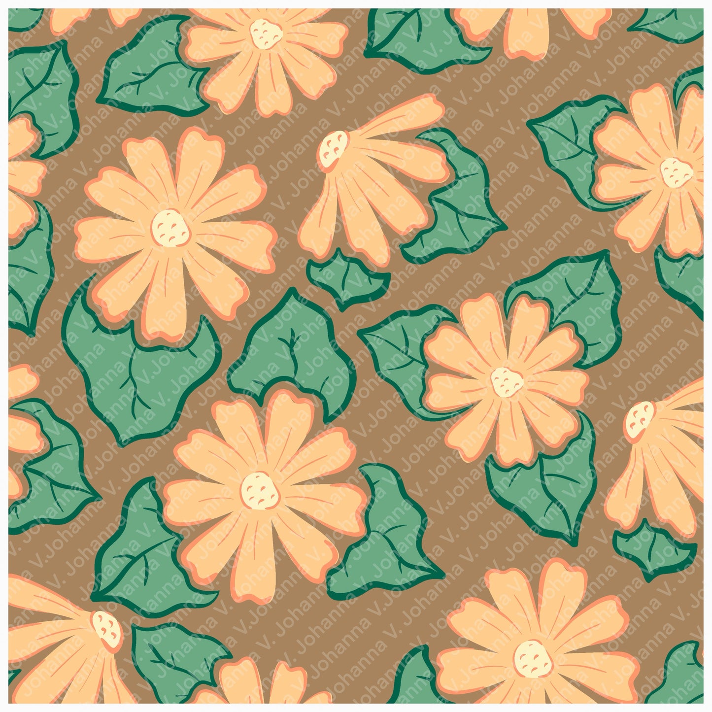 Spring Bunny Pattern Collection Orange | Bunnies, Flowers & Carrots | Seamless Digital Paper PNG for Sublimation & POD