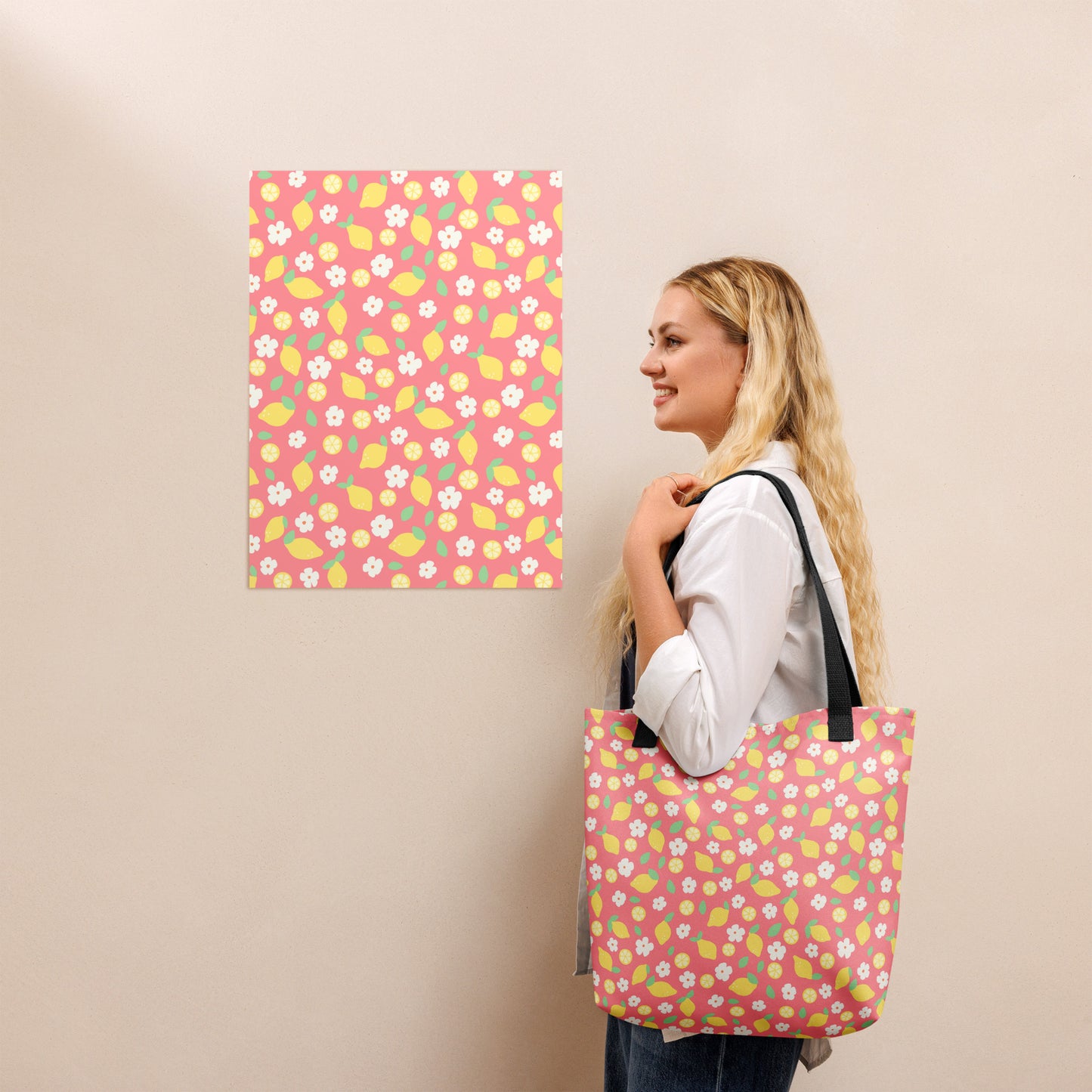Lemon Blossom Market Tote Bag – Bright Citrus Floral Everyday Carry Bag