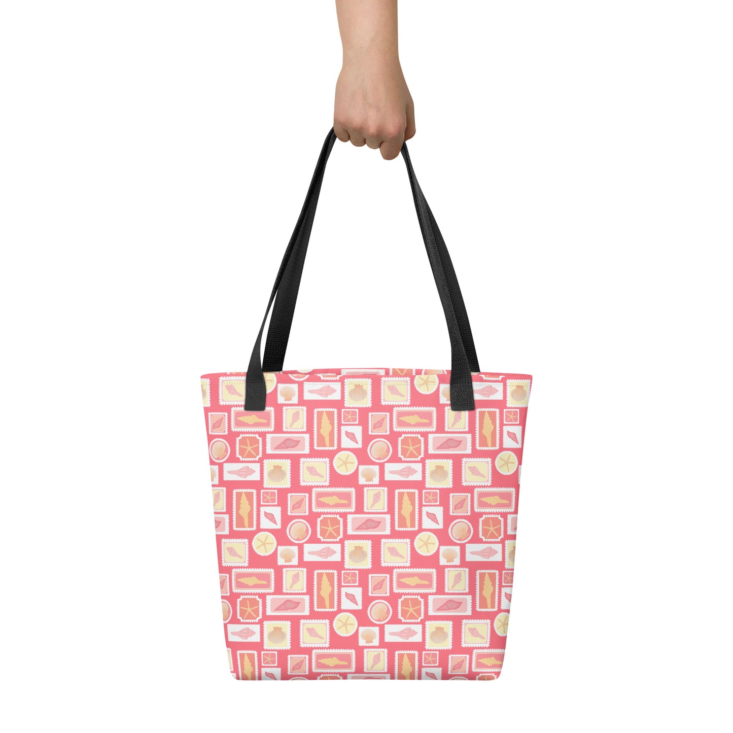 Seashell Tote Bag | Pink Coastal Aesthetic Bag | Vintage Seashell Stamp Tote | Blushing Hour Beach Tote | Cottagecore Market Bag