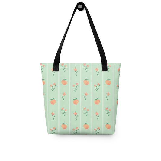 Mint Peach Blossom Tote Bag | Cottage Garden Tote | Botanical Market Bag | Blossom & Peach Collection