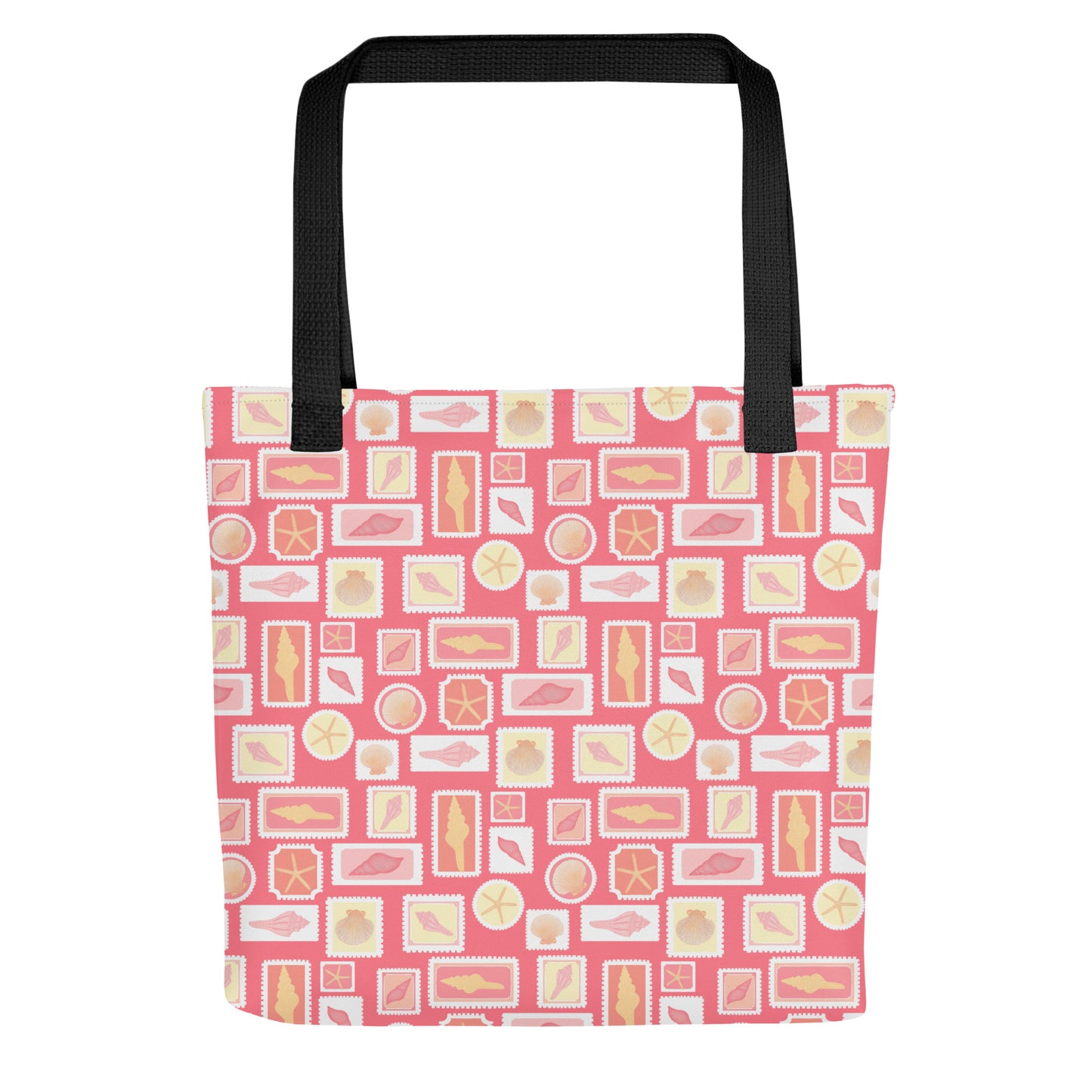 Seashell Tote Bag | Pink Coastal Aesthetic Bag | Vintage Seashell Stamp Tote | Blushing Hour Beach Tote | Cottagecore Market Bag