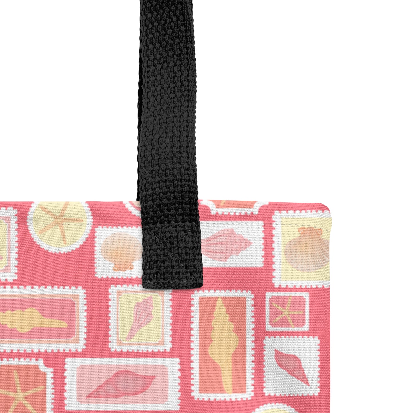 Seashell Tote Bag | Pink Coastal Aesthetic Bag | Vintage Seashell Stamp Tote | Blushing Hour Beach Tote | Cottagecore Market Bag