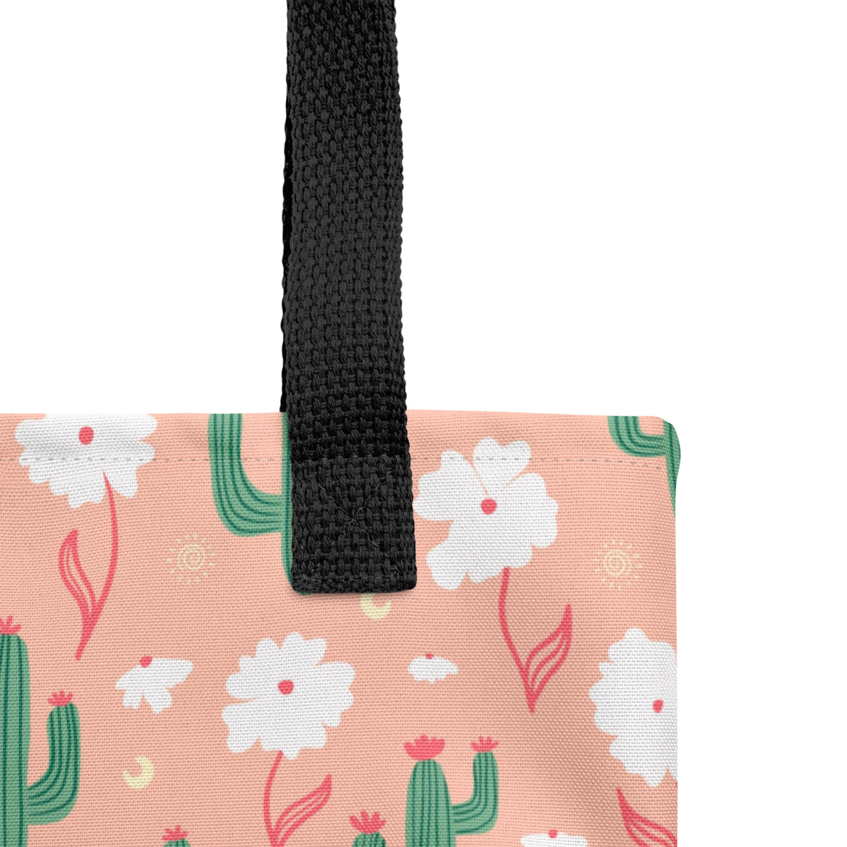 Peach Cactus Floral Tote Bag – Desert Wildflower Southwestern Celestial Everyday Carryall