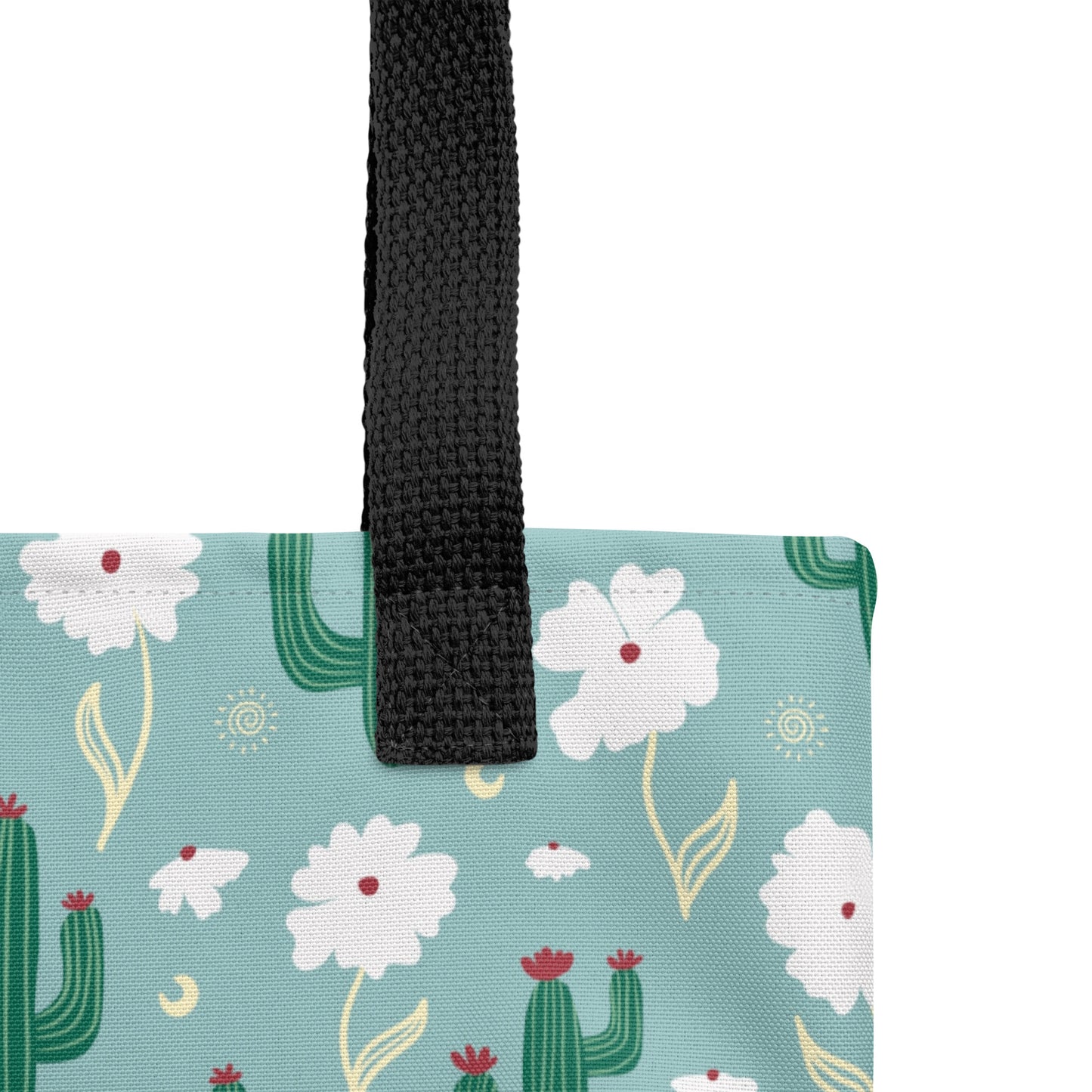 Blue Cactus Floral Tote Bag – Desert Wildflower Southwestern Celestial Everyday Carryall