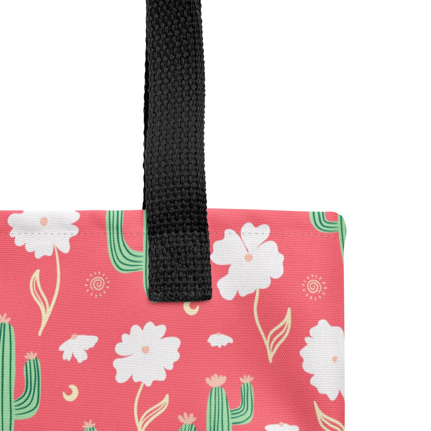 Coral Cactus Floral Tote Bag – Bright Desert Wildflower Celestial Everyday Carryall
