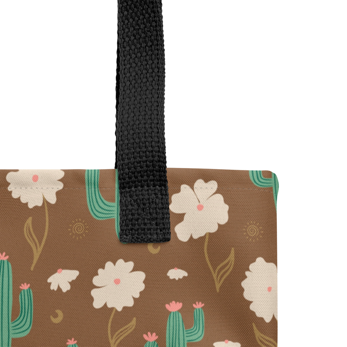 Brown Cactus Floral Tote Bag – Desert Wildflower Celestial Western Everyday Carryall