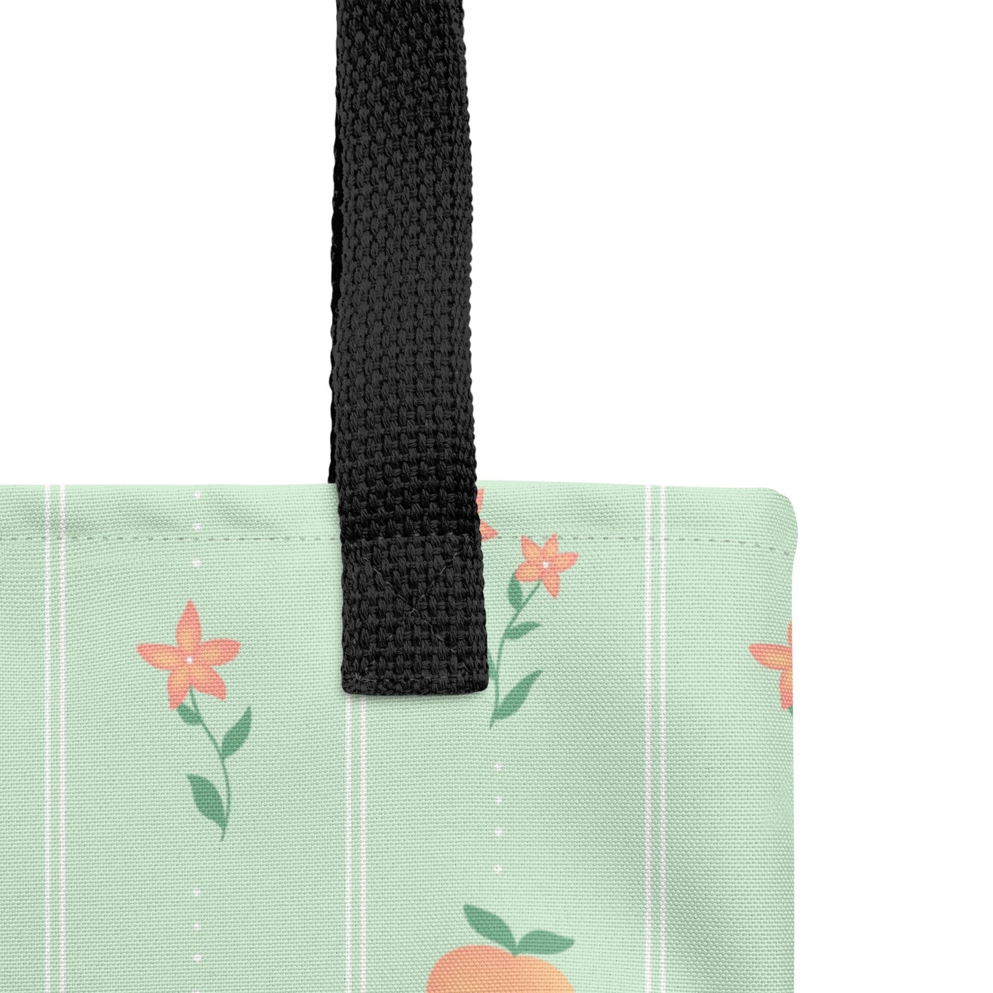 Mint Peach Blossom Tote Bag | Cottage Garden Tote | Botanical Market Bag | Blossom & Peach Collection