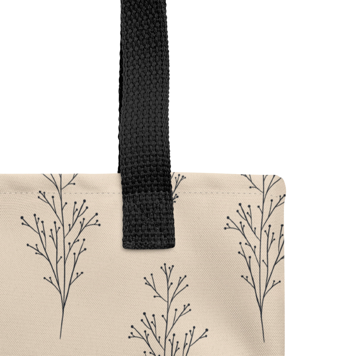 Cream & Black Botanical Tote Bag | Minimalist Everyday Tote