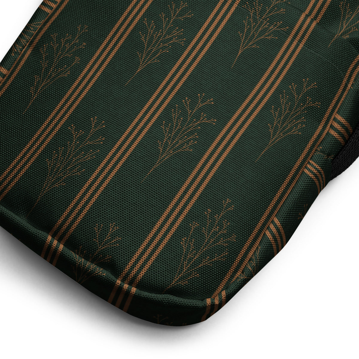 Green & Gold Botanical Crossbody Bag | Vintage Striped Purse