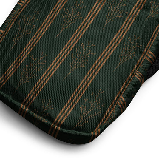 Green & Gold Botanical Crossbody Bag | Vintage Striped Purse