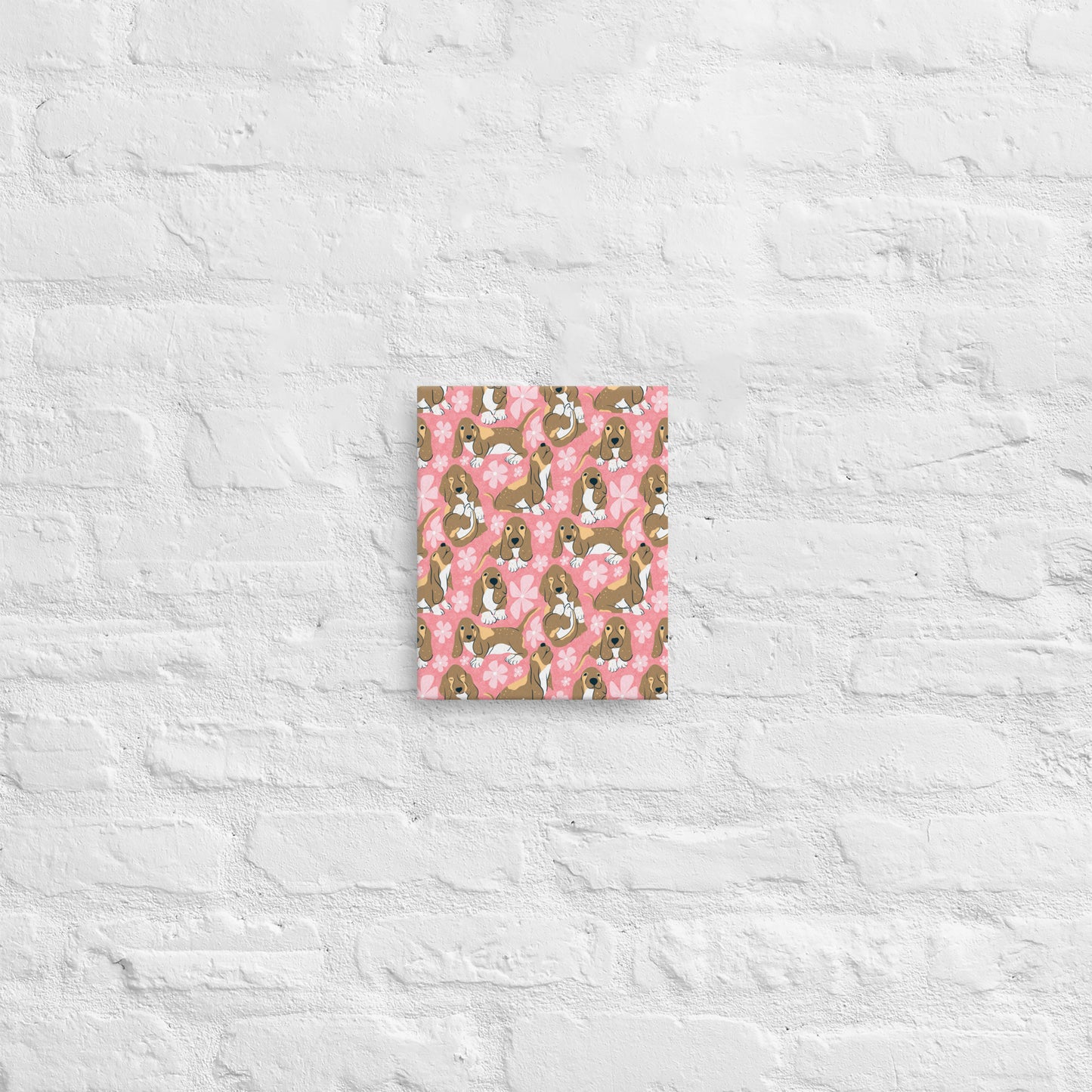Basset Hound Canvas Print Pink – Floral Dog Wall Art