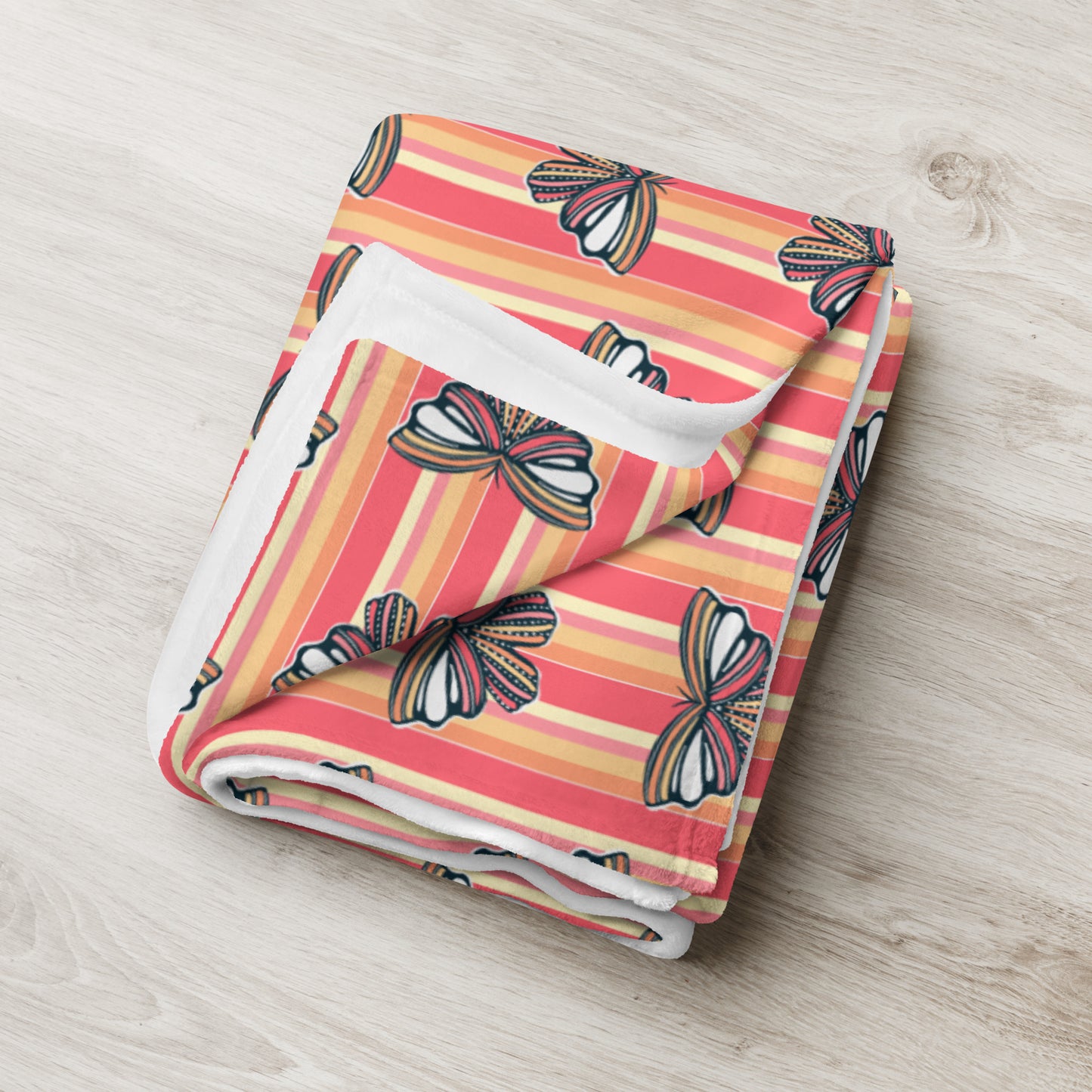 Retro Sunset Butterfly Throw Blanket | Colorful Butterfly Fleece Blanket | Cozy Retro Throw | Soft Whimsical Home Decor