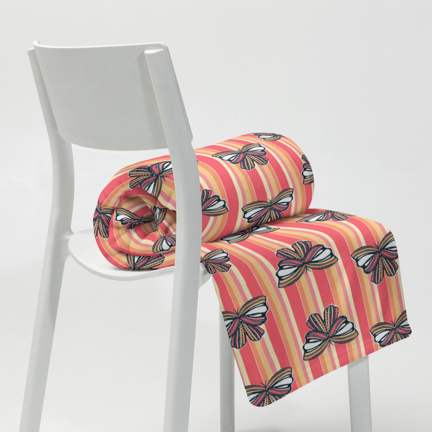 Retro Sunset Butterfly Throw Blanket | Colorful Butterfly Fleece Blanket | Cozy Retro Throw | Soft Whimsical Home Decor