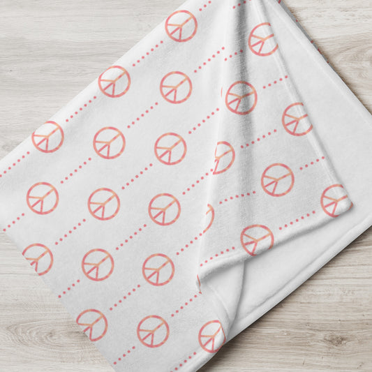 Retro Sunset Peace Sign Throw Blanket | Colorful Retro Fleece Blanket | Boho Cozy Blanket | Soft Sunset Home Decor