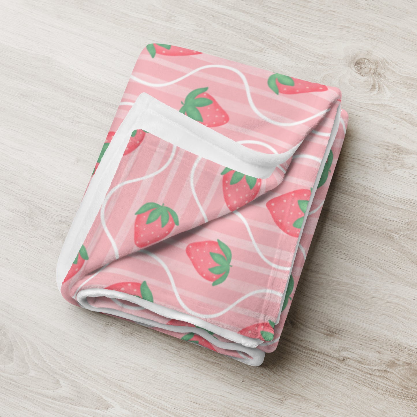 Sweet Strawberry Picnic Blanket – Cozy Pink Strawberry Pattern Throw | Cottagecore Summer Aesthetic Blanket | Soft Strawberry Home Decor