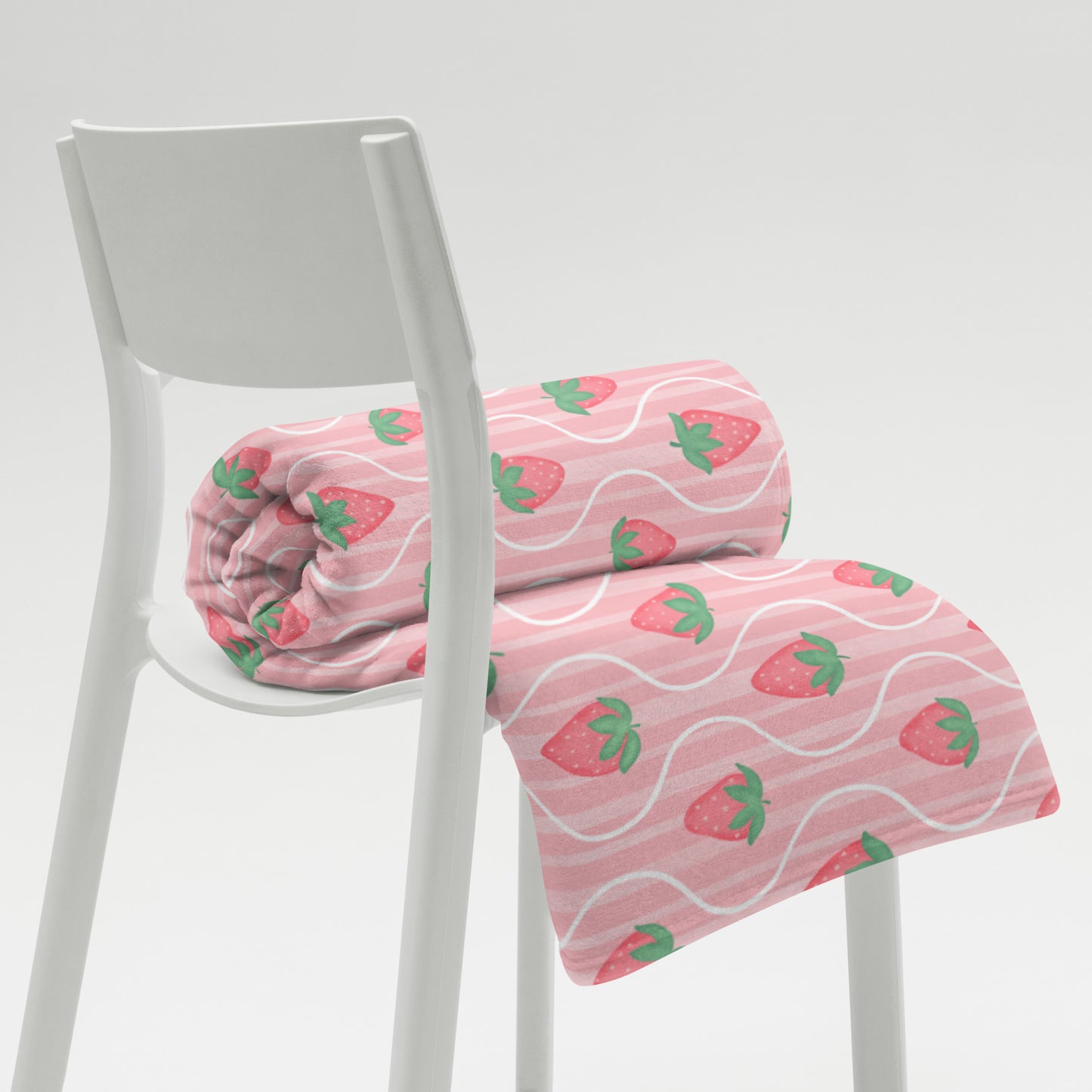 Sweet Strawberry Picnic Blanket – Cozy Pink Strawberry Pattern Throw | Cottagecore Summer Aesthetic Blanket | Soft Strawberry Home Decor
