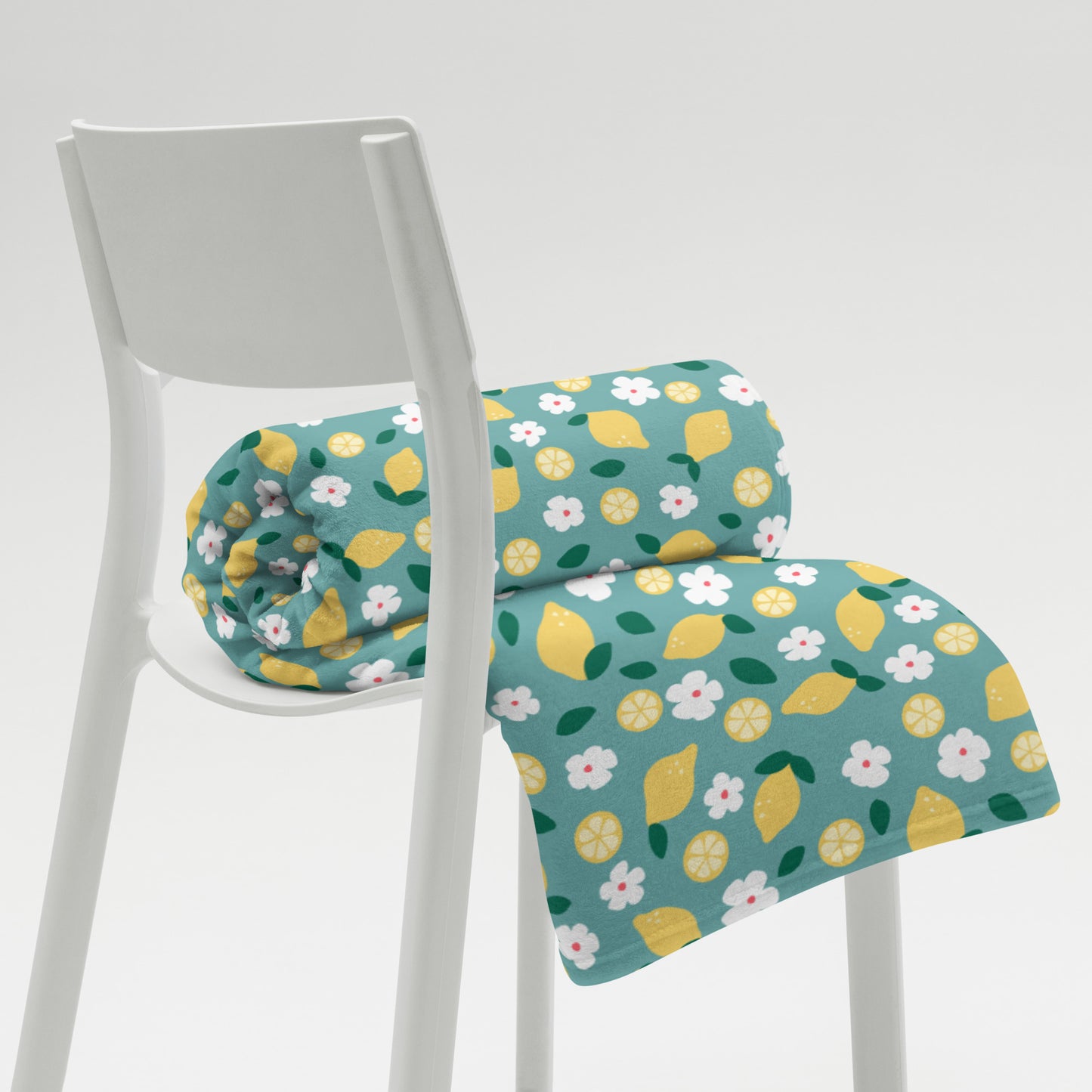 Lemon Blossom Throw Blanket – Cozy Citrus Floral Summer Blanket