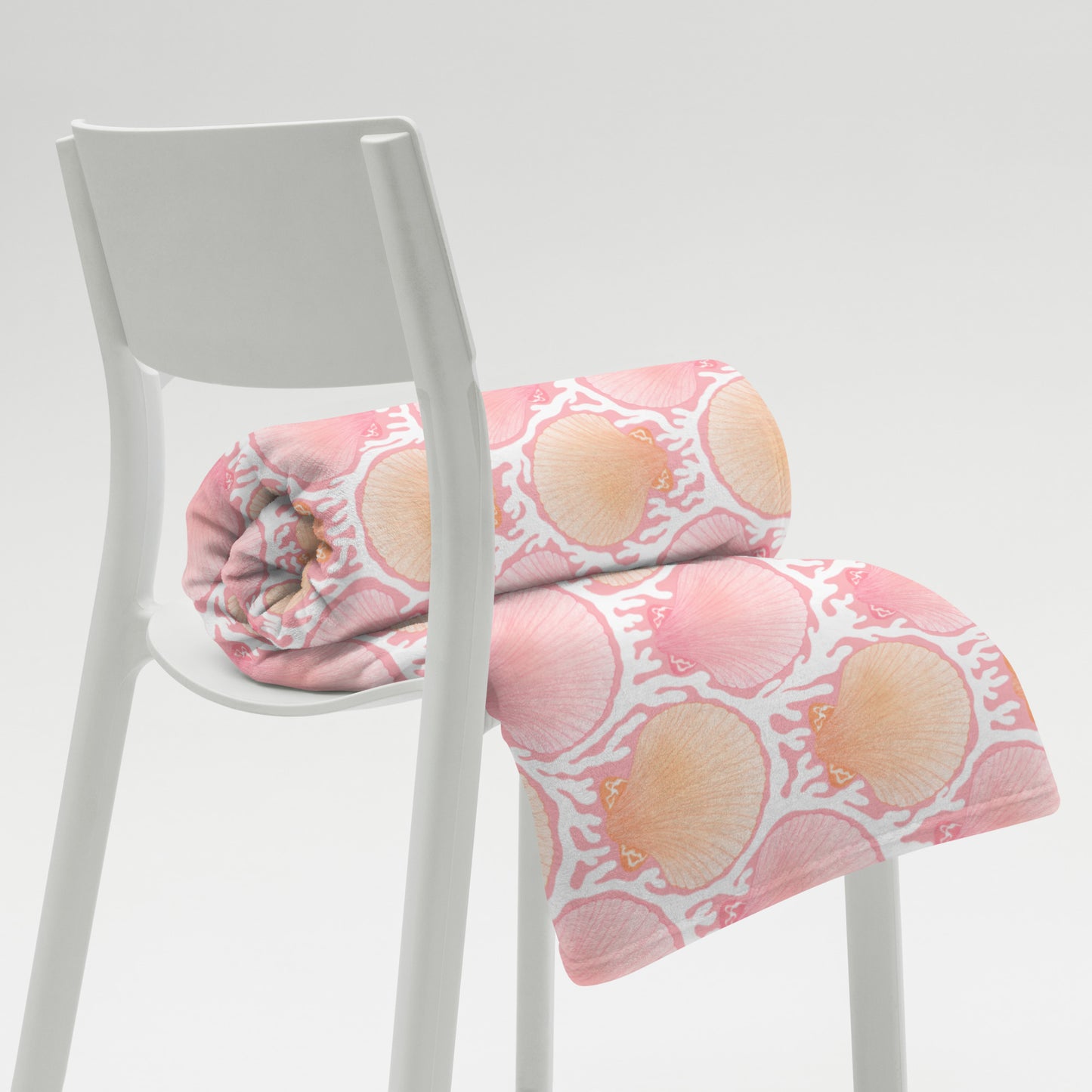 Coastal Seashell Blanket | Pink Beach Aesthetic Throw | Ocean Inspired Cozy Blanket | Pastel Shell Throw | Soft Coastal Home Decor Gift