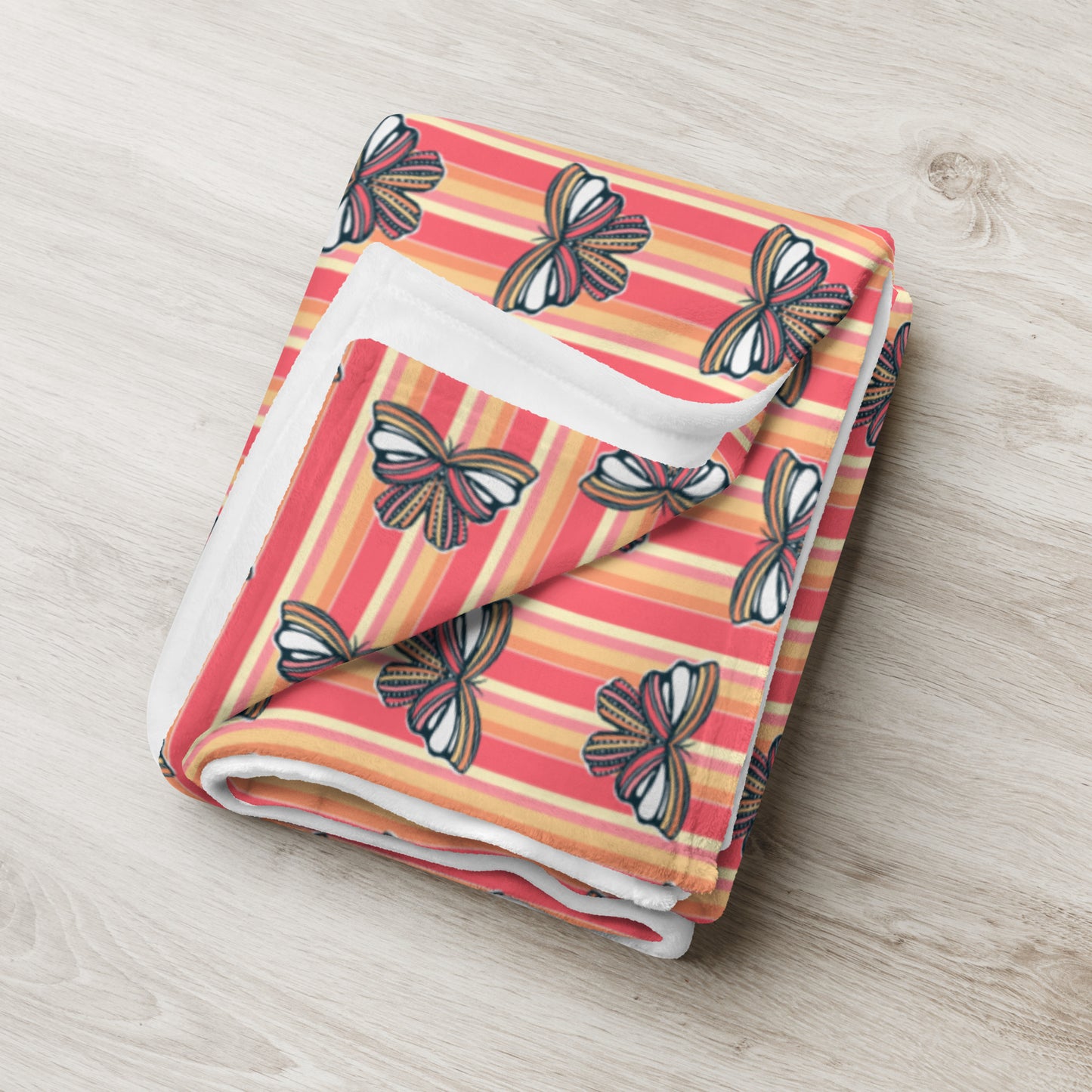Retro Sunset Butterfly Throw Blanket | Colorful Butterfly Fleece Blanket | Cozy Retro Throw | Soft Whimsical Home Decor