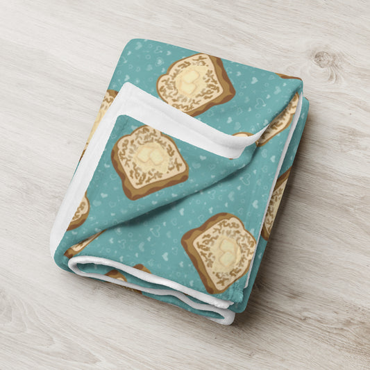 The French Nook French Toast Throw Blanket | Blue Breakfast Fleece Blanket | Cozy Cottagecore Throw | Soft Kitchen & Living Room Blanket