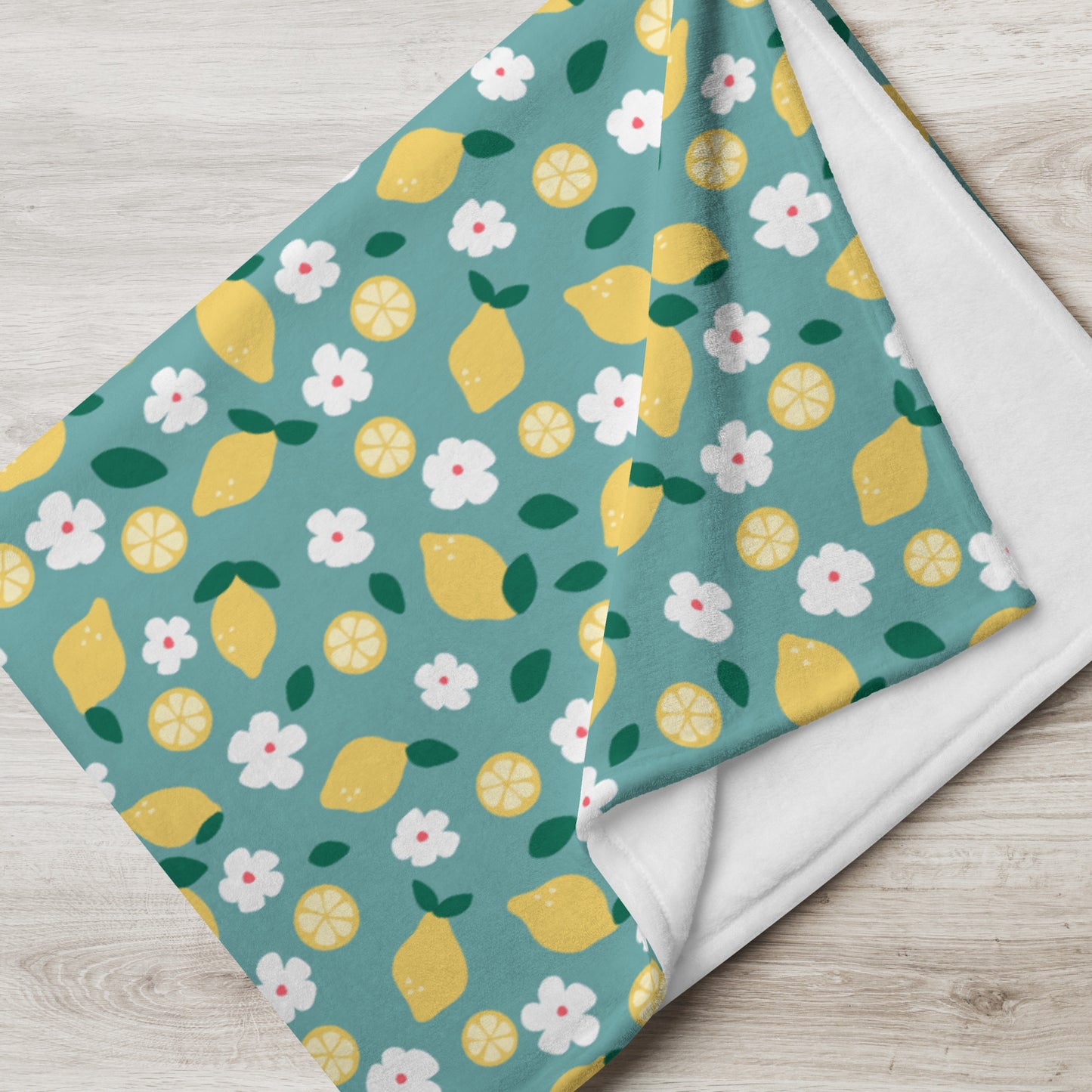 Lemon Blossom Throw Blanket – Cozy Citrus Floral Summer Blanket