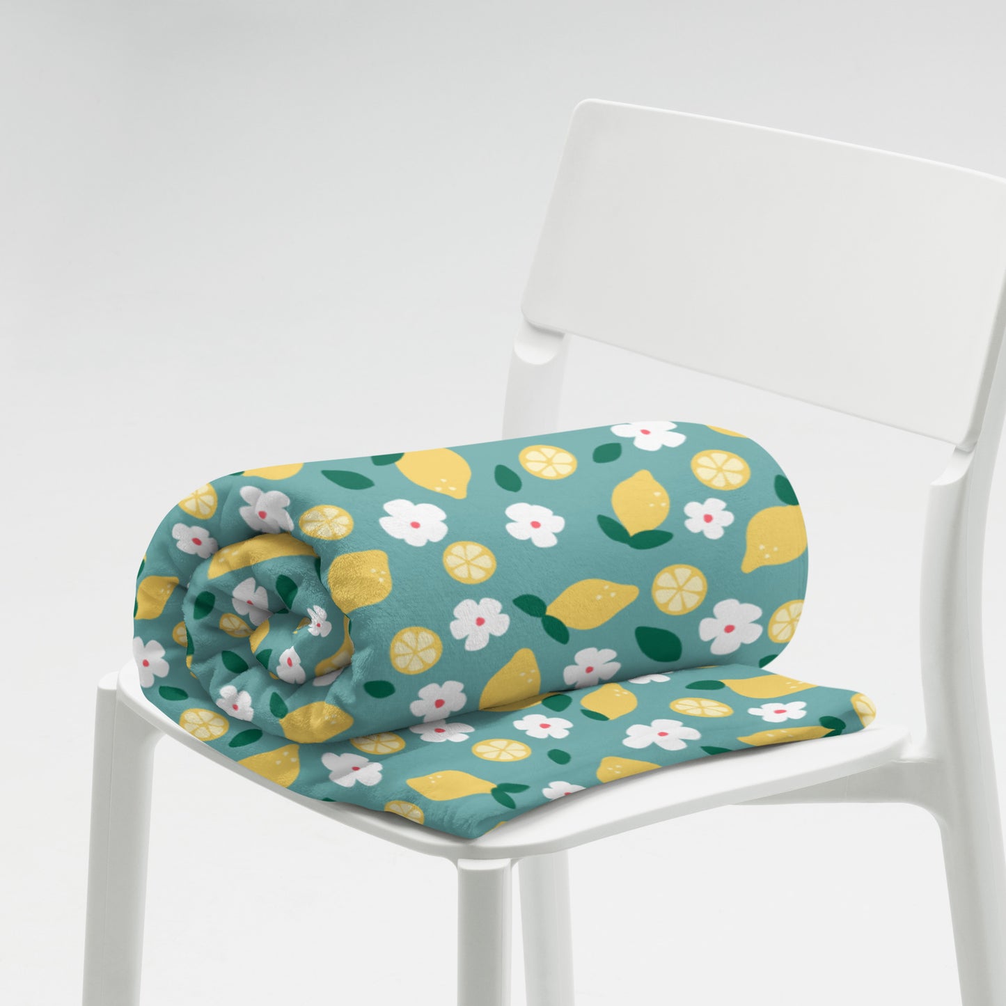 Lemon Blossom Throw Blanket – Cozy Citrus Floral Summer Blanket