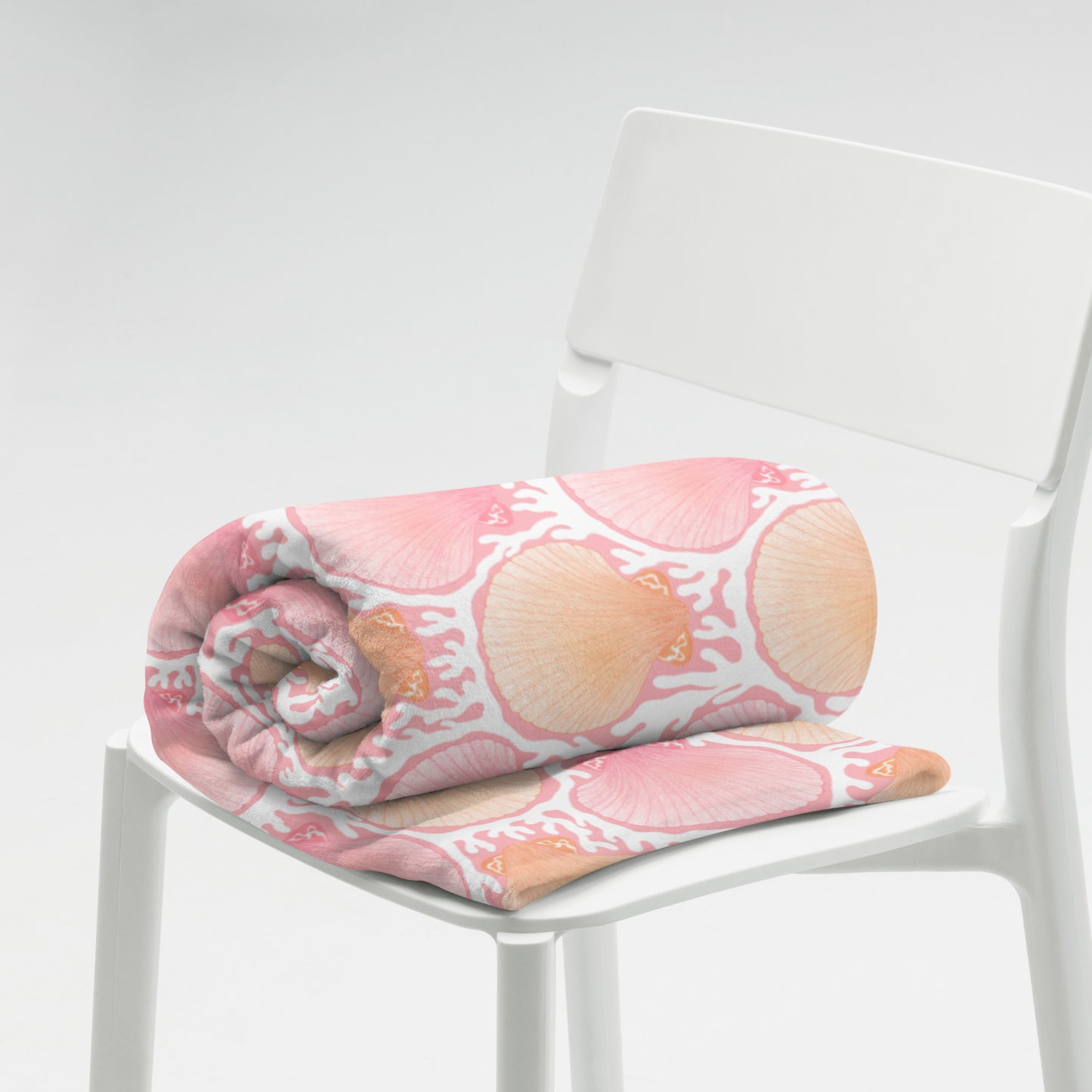 Coastal Seashell Blanket | Pink Beach Aesthetic Throw | Ocean Inspired Cozy Blanket | Pastel Shell Throw | Soft Coastal Home Decor Gift