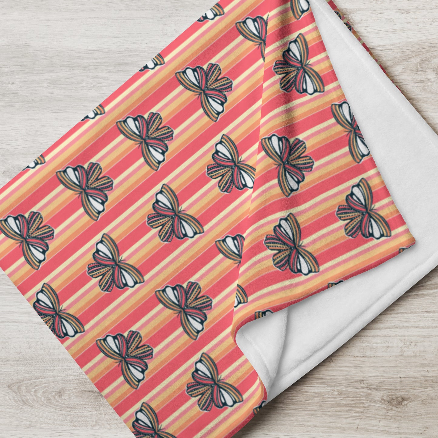 Retro Sunset Butterfly Throw Blanket | Colorful Butterfly Fleece Blanket | Cozy Retro Throw | Soft Whimsical Home Decor