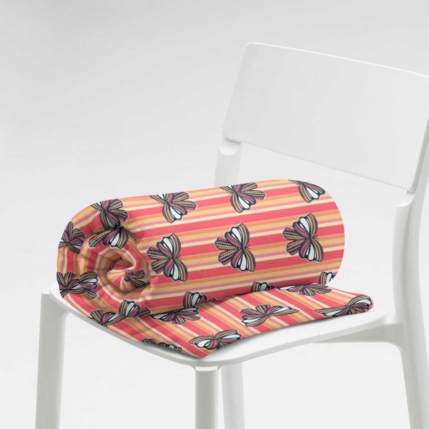 Retro Sunset Butterfly Throw Blanket | Colorful Butterfly Fleece Blanket | Cozy Retro Throw | Soft Whimsical Home Decor