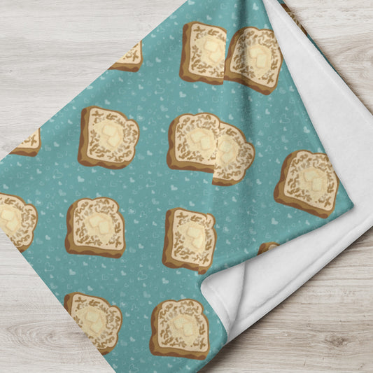 The French Nook French Toast Throw Blanket | Blue Breakfast Fleece Blanket | Cozy Cottagecore Throw | Soft Kitchen & Living Room Blanket