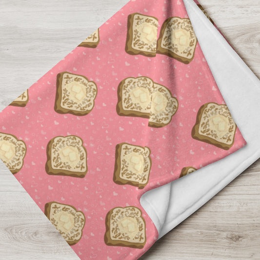 The French Nook French Toast Throw Blanket | Pink Breakfast Fleece Blanket | Cozy Cottagecore Throw | Soft Kitchen & Living Room Blanket
